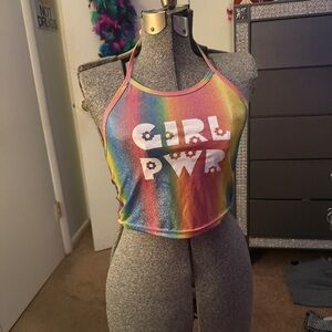 Dolls Kill Rainbow GIRL POWER Crop Top
